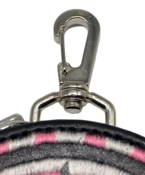 blackmeans（ブラックミーンズ）blackmeans (ブラックミーンズ) レザーサークルポーチ ブラック×ピンクの古着・服飾アイテム