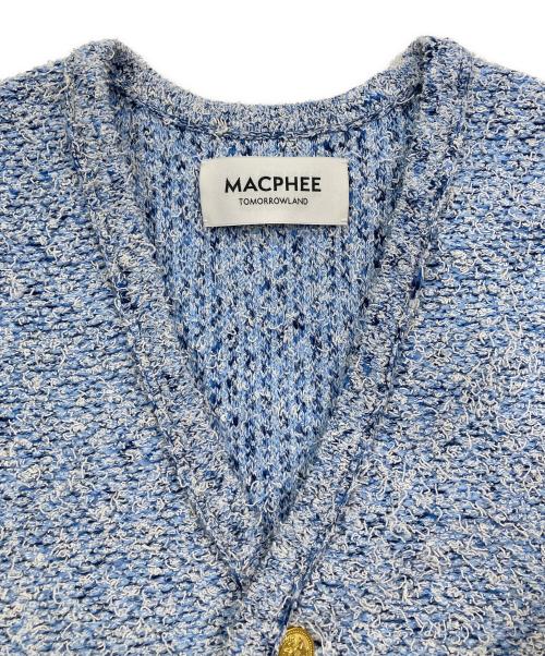 MACPHEE（マカフィー）MACPHEE (マカフィー) ツイードニット Vネックカーディガン ブルー サイズ:Sの古着・服飾アイテム