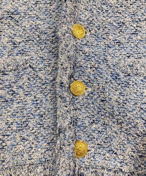 MACPHEE（マカフィー）MACPHEE (マカフィー) ツイードニット Vネックカーディガン ブルー サイズ:Sの古着・服飾アイテム