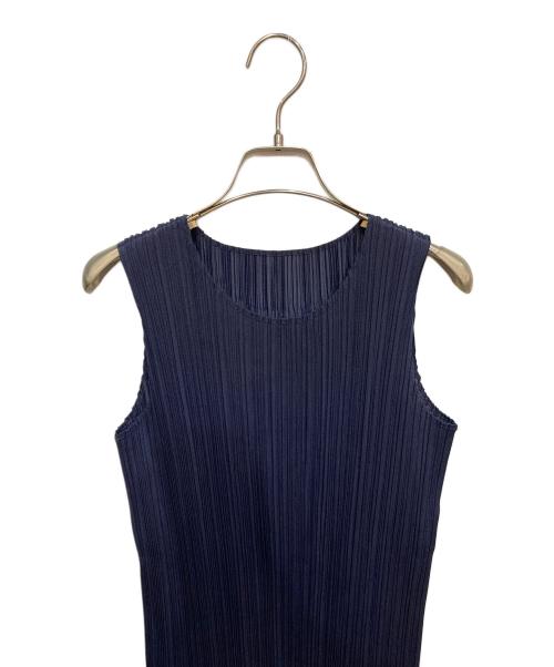 PLEATS PLEASE（プリーツプリーズ）PLEATS PLEASE (プリーツプリーズ) プリーツノースリーブワンピース ネイビー サイズ:2の古着・服飾アイテム