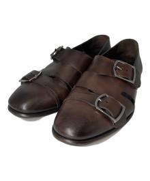 Santoni（サントーニ）の古着「カーフレザーダブルモンクグルカシューズ」｜ブラウン