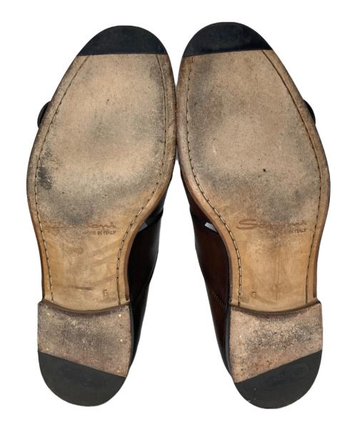 Santoni（サントーニ）Santoni (サントーニ) カーフレザーダブルモンクグルカシューズ ブラウン サイズ:5の古着・服飾アイテム