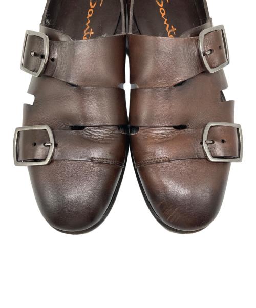 Santoni（サントーニ）Santoni (サントーニ) カーフレザーダブルモンクグルカシューズ ブラウン サイズ:5の古着・服飾アイテム