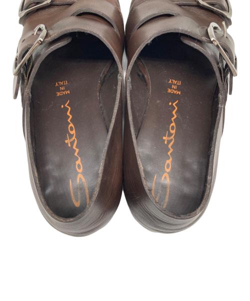 Santoni（サントーニ）Santoni (サントーニ) カーフレザーダブルモンクグルカシューズ ブラウン サイズ:5の古着・服飾アイテム
