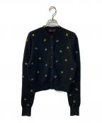 CABANキャバン）の古着「コットンカシミヤ エンブロイダリークルーネックカーディガン」｜ブラック