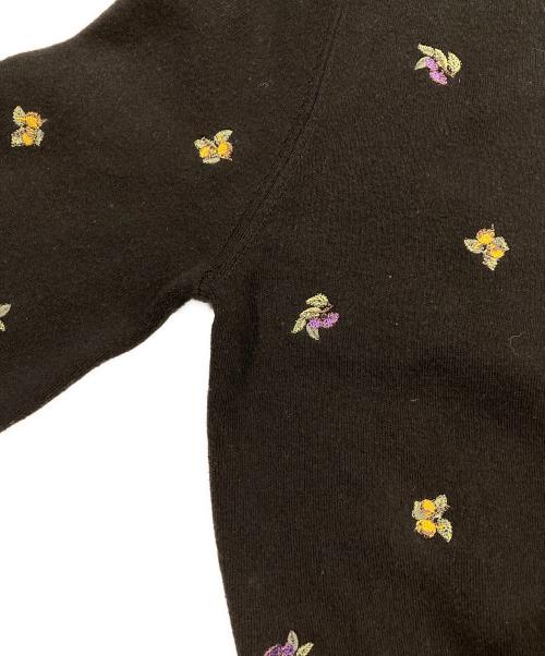 CABAN（キャバン）CABAN (キャバン) コットンカシミヤ エンブロイダリークルーネックカーディガン ブラック サイズ:Freeの古着・服飾アイテム