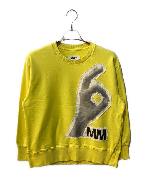 MM6 Maison Margiela（エムエムシックスメゾンマルジェラ）MM6 Maison Margiela (エムエムシックスメゾンマルジェラ) 長袖デザインスウェットプルオーバー イエロー サイズ:14の古着・服飾アイテム