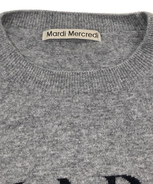 Mardi Mercredi（マルディメクルディ）Mardi Mercredi (マルディメクルディ) カシミヤ混ロゴニット グレー サイズ:Freeの古着・服飾アイテム