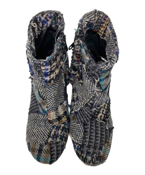 COLLECTION PRIVEE?（コレクション プリベー）COLLECTION PRIVEE? (コレクション プリベー) パッチワークサイドゴアブーツ グレー サイズ:37の古着・服飾アイテム