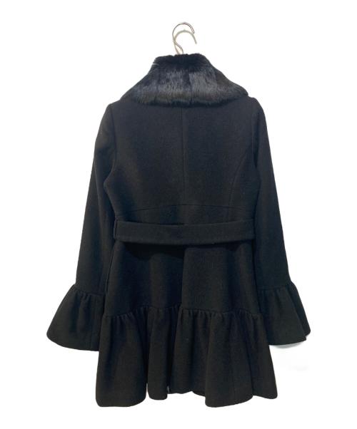 BURBERRY LONDON（バーバリーロンドン）BURBERRY LONDON (バーバリーロンドン) ラビットファー アンゴラ混Aラインコート ブラック サイズ:38の古着・服飾アイテム