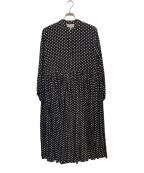 BEARDSLEYビアズリー）の古着「ドットギャザーワンピース」｜ブラック