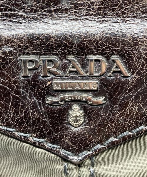 PRADA（プラダ）PRADA (プラダ) レザー×ナイロン 2WAYハンドバッグ ブラウン サイズ:下記参照の古着・服飾アイテム