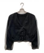CAPRICIEUX LE'MAGEカプリシューレマージュ）の古着「チュールレイヤードカーディガン」｜ブラック