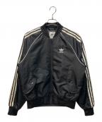adidasアディダス）の古着「3ライン キルティング ボンバージャケット」｜ブラック