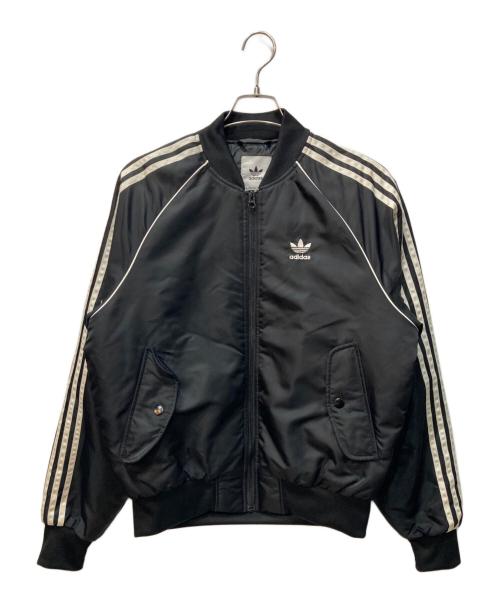 adidas（アディダス）adidas (アディダス) 3ライン キルティング ボンバージャケット ブラック サイズ:Mの古着・服飾アイテム