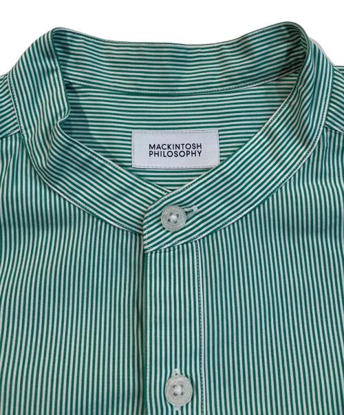 MACKINTOSH PHILOSOPHY（マッキントッシュ フィロソフィー）MACKINTOSH PHILOSOPHY (マッキントッシュ フィロソフィー) ヘアラインストライプ バンドカラーシャツ グリーン サイズ:40の古着・服飾アイテム