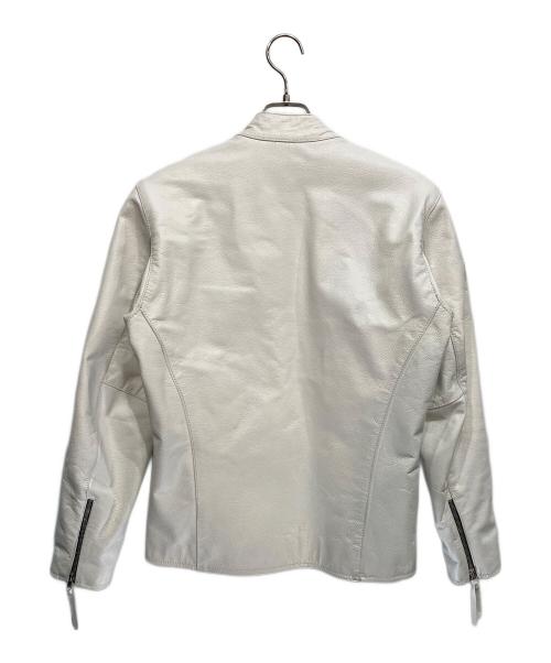 -（-）- (-) レザージャケット ホワイト サイズ:Lの古着・服飾アイテム
