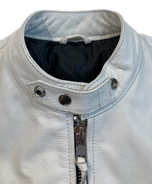 -（-）- (-) レザージャケット ホワイト サイズ:Lの古着・服飾アイテム