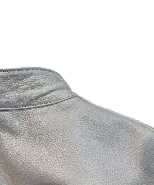 -（-）- (-) レザージャケット ホワイト サイズ:Lの古着・服飾アイテム