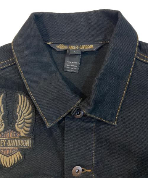 HARLEY-DAVIDSON（ハーレーダビッドソン）HARLEY-DAVIDSON (ハーレーダビッドソン) ブラックデニムジャケット ブラック サイズ:Lの古着・服飾アイテム