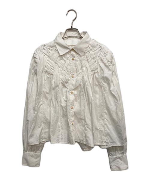 merlette（マーレット）merlette (マーレット) Georgica Ruched Lattice Poplin Blous ホワイト サイズ:Lの古着・服飾アイテム