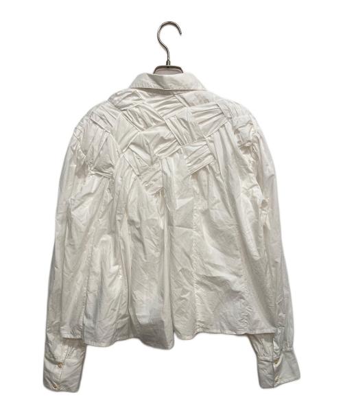 merlette（マーレット）merlette (マーレット) Georgica Ruched Lattice Poplin Blous ホワイト サイズ:Lの古着・服飾アイテム