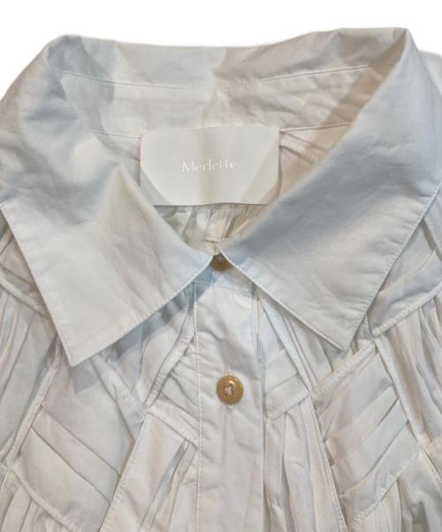 merlette（マーレット）merlette (マーレット) Georgica Ruched Lattice Poplin Blous ホワイト サイズ:Lの古着・服飾アイテム
