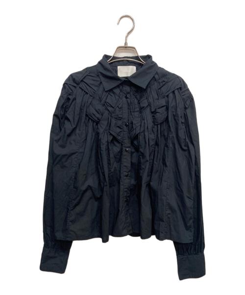 merlette（マーレット）merlette (マーレット) Georgica Ruched Lattice Poplin Blous ネイビー サイズ:Lの古着・服飾アイテム
