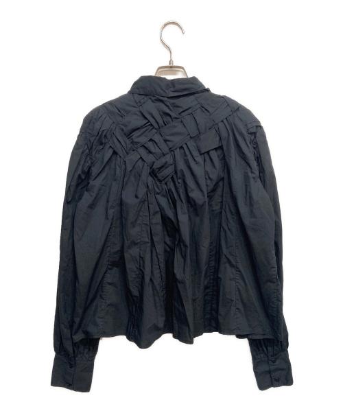 merlette（マーレット）merlette (マーレット) Georgica Ruched Lattice Poplin Blous ネイビー サイズ:Lの古着・服飾アイテム