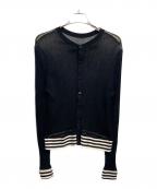 CABANキャバン）の古着「コットンナイロンリブ シアークルーネックカーディガン」｜ブラック