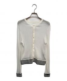 CABAN（キャバン）の古着「コットンナイロンリブ シアークルーネックカーディガン」｜ホワイト