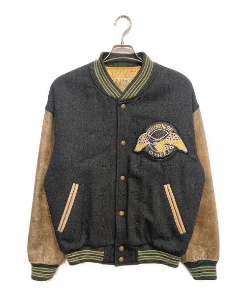 O'NEILL（オニール）O'NEILL (オニール) レザー切替スタジャン ブラウン×グレー サイズ:Lの古着・服飾アイテム