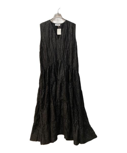 NOLLEY'S（ノーリーズ）NOLLEY'S (ノーリーズ) Vネック ボリューム ワンピース ブラック サイズ:38 未使用品の古着・服飾アイテム