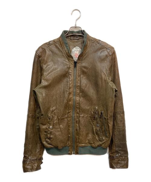 DIESEL（ディーゼル）DIESEL (ディーゼル) シープレザーボンバージャケット ブラウン サイズ:Lの古着・服飾アイテム