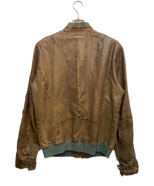 DIESEL（ディーゼル）DIESEL (ディーゼル) シープレザーボンバージャケット ブラウン サイズ:Lの古着・服飾アイテム