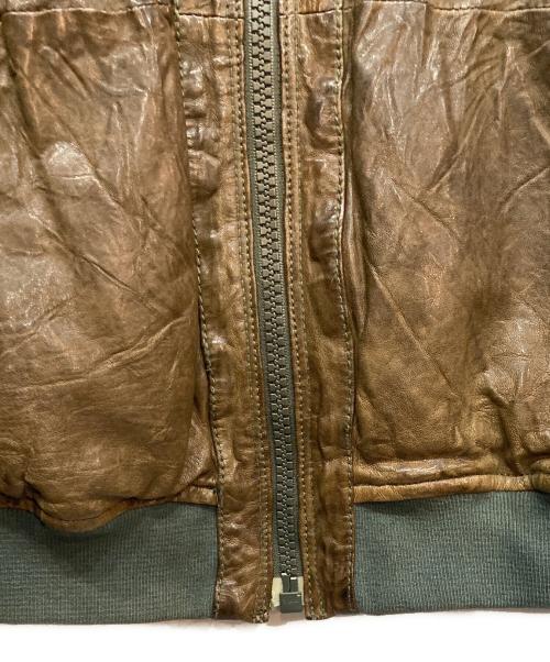 DIESEL（ディーゼル）DIESEL (ディーゼル) シープレザーボンバージャケット ブラウン サイズ:Lの古着・服飾アイテム