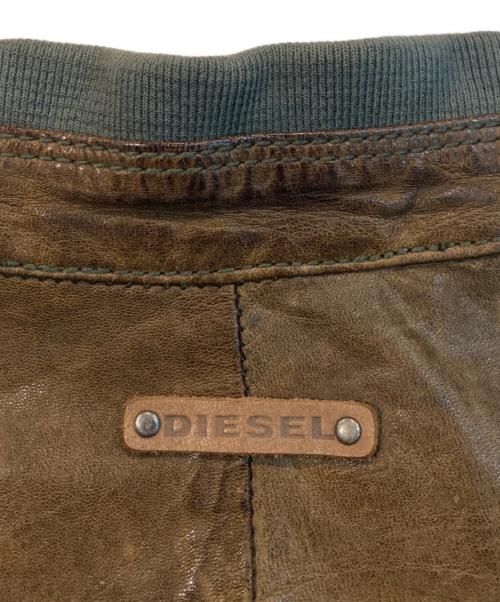 DIESEL（ディーゼル）DIESEL (ディーゼル) シープレザーボンバージャケット ブラウン サイズ:Lの古着・服飾アイテム