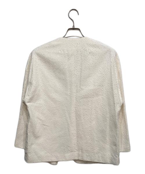 MACPHEE（マカフィー）MACPHEE (マカフィー) ループヤーンツイード ノーカラージャケット ホワイト サイズ:36の古着・服飾アイテム