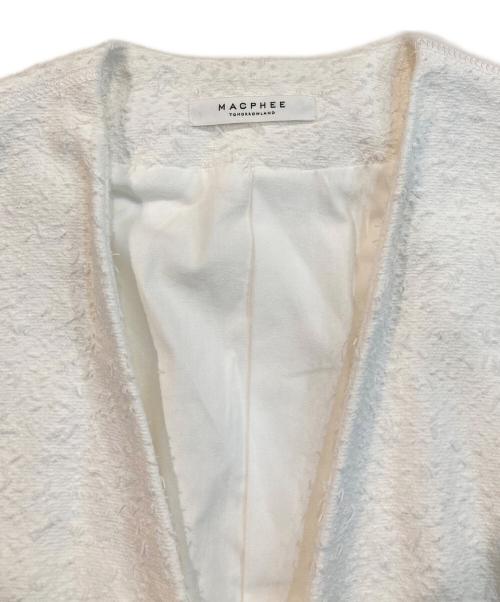 MACPHEE（マカフィー）MACPHEE (マカフィー) ループヤーンツイード ノーカラージャケット ホワイト サイズ:36の古着・服飾アイテム