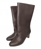 REMMEレメ）の古着「アーモンドトゥ ヒールロングブーツ」｜ブラウン