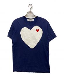 PLAY COMME des GARCONS（プレイコムデギャルソン）の古着「Printed Heart White T-Shirt With Red Emblem Navy」｜ネイビー