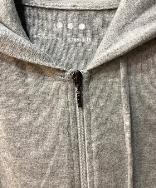 THREE DOTS（スリードッツ）THREE DOTS (スリードッツ) Brushed sweater raglan zip hoody グレー サイズ:XSの古着・服飾アイテム