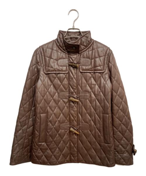 BURBERRY LONDON（バーバリーロンドン）BURBERRY LONDON (バーバリーロンドン) ムートンレザーダッフルコート ブラウン サイズ:38の古着・服飾アイテム