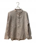 HUMAN WOMANヒューマンウーマン）の古着「パナマ サッカー ストライプ シャツブラウス」｜ブラウン