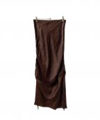 Nobleノーブル）の古着「ドロスト ギャザー サテン マーメイド スカート」｜ブラウン