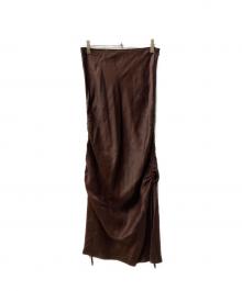 Noble（ノーブル）の古着「ドロスト ギャザー サテン マーメイド スカート」｜ブラウン