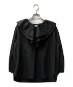 YORIヨリ）の古着「ダブルフリルカラーブラウス」｜ブラック