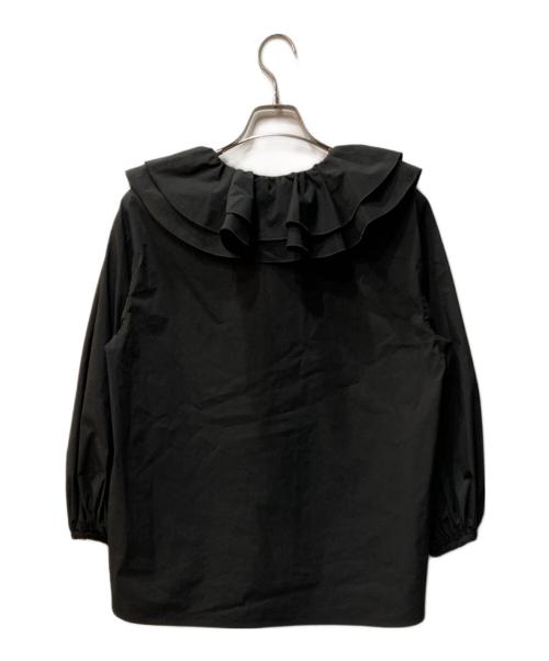 YORI（ヨリ）YORI (ヨリ) ダブルフリルカラーブラウス ブラック サイズ:36の古着・服飾アイテム