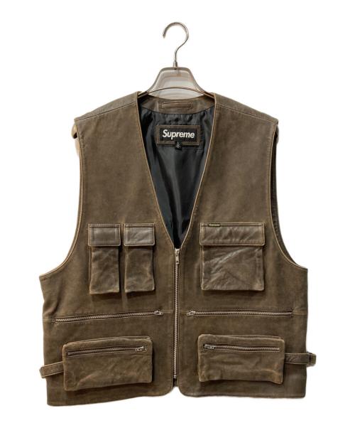SUPREME（シュプリーム）SUPREME (シュプリーム) Patchwork Leather Cargo Vest ブラウン サイズ:Lの古着・服飾アイテム