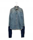 MM6 Maison Margielaエムエムシックスメゾンマルジェラ）の古着「ドッキング デニム シャツ ジャケット」｜インディゴ